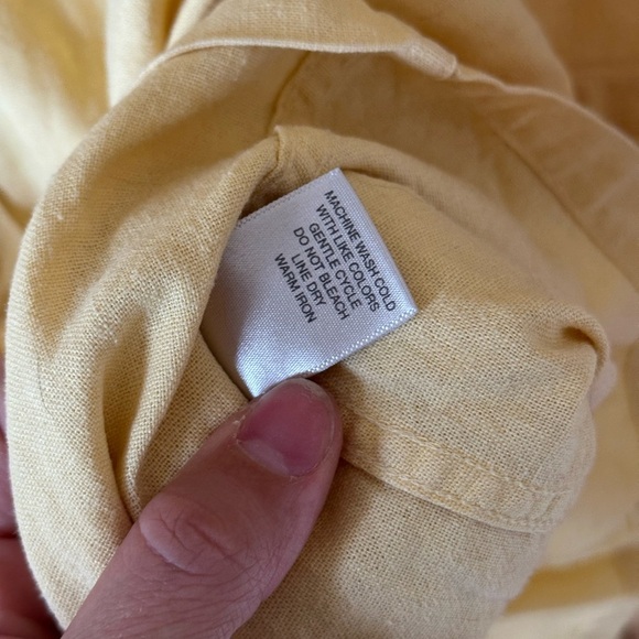 Christopher & Banks Butter Yellow Button-Up Women's Top Large Linen - Picture 8 of 11